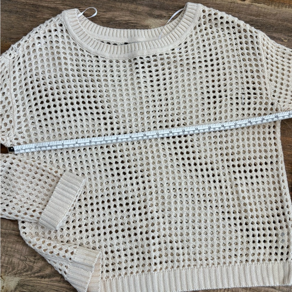RDI Women's Cream Open-Knit Sweater
